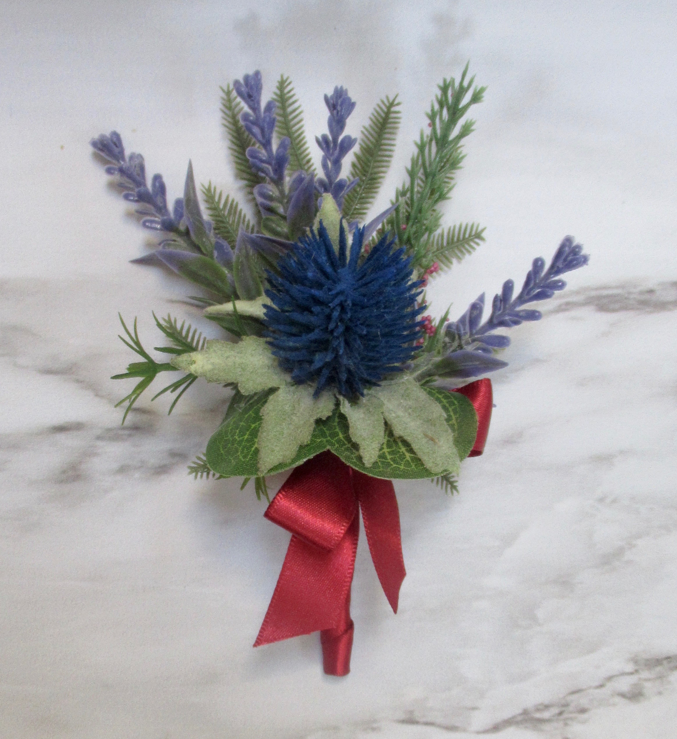 thistle and lavender buttonhole, scottish buttonhole